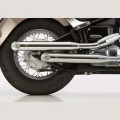 Cromo Line 2 Schalldämpfer rechts inkl. 1 Krümmer (Zylinder hinten) - silber Auspuff für: YAMAHA XVS650 Drag Star Classic VM02/3, XVS
