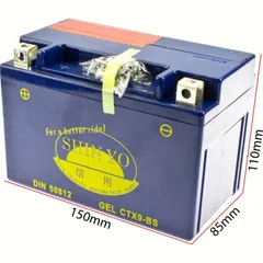 YTX9-BS / GTX9-BS / YTR9-BS / GTX9-4 12V/8AH DIN50812 GEL Batterie 150x87x105mm
