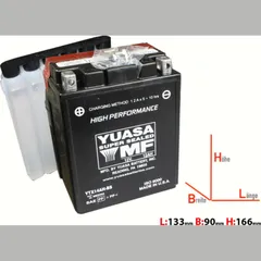 Akku, Motorradbatterie YTX14AH-BS 12AH für: AGM-Batterie B134xT89xH166mm