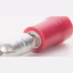 Rundsteckkabelschuh für Kabelquerschnitt 0,5-1,5 mm², Steckerdurchmesser 4 mm, teilisoliert PVC, rot, 100er Pack