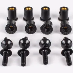 Alu-Verkleidungsschrauben mit M5 Gummimuttern u. Kunststoff U-scheiben 8 Sets