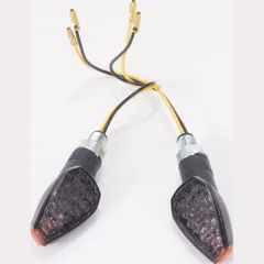 SHIN YO LED mini indicator PEAK, black, smoke lens, amber lens on the top peak of the housing, short stem, 11+12 E-mark, pair.