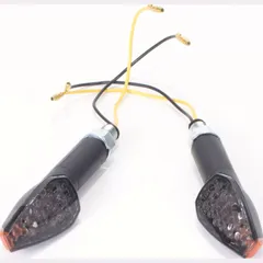 SHIN YO LED mini indicator PEAK, black, smoke lens, amber lens on the top peak of the housing, long stem, 11+12 E-mark, pair.