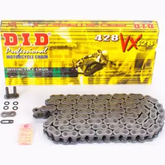 X-ring reinforced chain VX, Black, 428, 132 with clip lock / usable up to 22kW (30HP) / up to 250cc