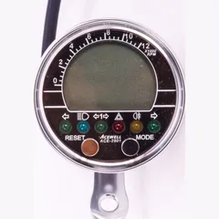 ACE-2901AP Motorcycle and Quad / ATV tachometer with temperature display and 6 indicator light polished aluminum