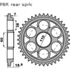 PBR aluminium rear sprocket hard anodized smoke grey 37T - 525