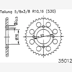 Stahl-Kettenrad Ka 44Z Kr-476-44Z-530