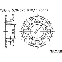 Steel Rear sprocket for: Triumph 35Z Kr-2010-35Z-530