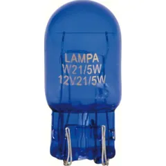 12V Blue Dyed Glass, wedge base lamp 2 filaments - (W21/5W) - 21/5W - W3x16q - 2 pcs - D/Blister