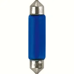 12V Blue Dyed Glass, festoon lamp - 11x44 mm - 15W - SV8,5-8 - 2 pcs - D/Blister