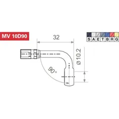 Fitting 10.2 mm, 90° angled, blue