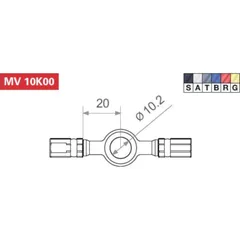 Fitting 10.2 mm, 180° with two connections, blue