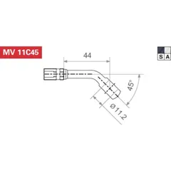 Fitting 11.2 mm, 45° angled, black