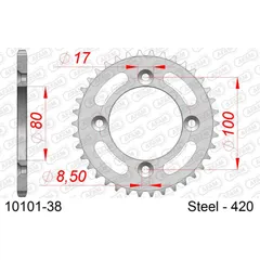 Stahl-Kettenrad AFAM 420 - 38Z Silber 1010138