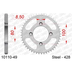 Stahl-Kettenrad AFAM 428 - 49Z Silber 1011049