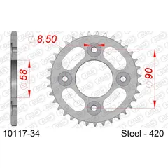Stahl-Kettenrad AFAM 420 - 34Z Silber 1011734