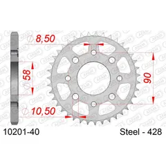 Stahl-Kettenrad AFAM 428 - 40Z Silber 1020140