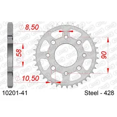Steel Chain Wheel - Rear Sprocket AFAM 428 - 41t SILVER 1020141