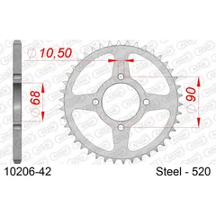 Stahl-Kettenrad AFAM 520 - 42Z Silber 1020642