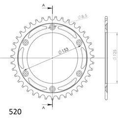 Steel-Rear Sprocket / Chain Wheel Supersprox 520/38t black