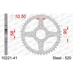 Steel Chain Wheel - Rear Sprocket AFAM 520 - 38t SILVER 1021538