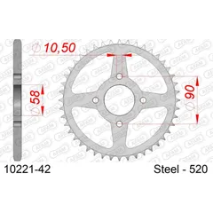 Steel Chain Wheel - Rear Sprocket AFAM 520 - 40t SILVER 1021540
