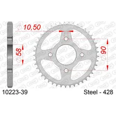 Stahl-Kettenrad AFAM 428 - 50Z Silber 1021650