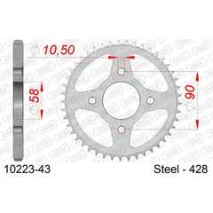 Steel Chain Wheel - Rear Sprocket AFAM 520 - 41t SILVER 1022141