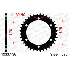 Stahl-Kettenrad AFAM 520 - 37Z Silber 1031837