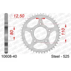 Steel Chain Wheel - Rear Sprocket AFAM 530 - 41t SILVER 1060541