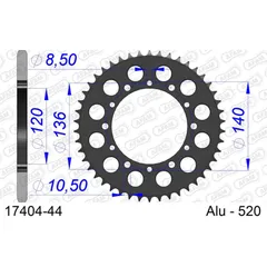 Alu Chain Wheel - Rear Sprocket AFAM 420 - 54t SILVER 17104N54