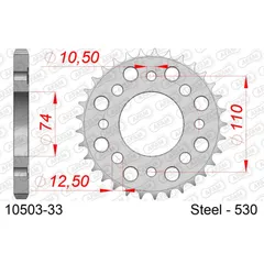 Steel Chain Wheel - Rear Sprocket AFAM 520 - 46t SILVER 1050146
