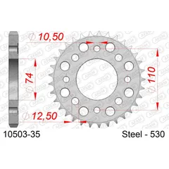 Steel Chain Wheel - Rear Sprocket AFAM 520 - 47t SILVER 1050147