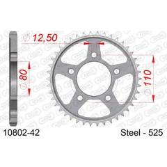 Steel Chain Wheel - Rear Sprocket AFAM 520 - 39t SILVER 1062739