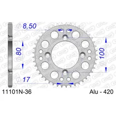 Steel Chain Wheel - Rear Sprocket AFAM 520 - 41t SILVER 1062741