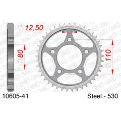 Stahl-Kettenrad AFAM 530 - 40Z Silber 1060340