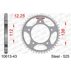 Stahl-Kettenrad AFAM 530 - 43Z Silber 1060743