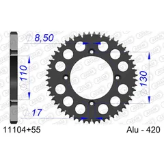 Steel Chain Wheel - Rear Sprocket AFAM 525 - 43t SILVER 1062843