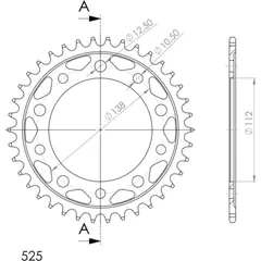 Steel-Rear Sprocket / Chain Wheel Supersprox 525/39t black 10613-39