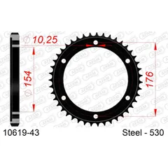 Steel Chain Wheel - Rear Sprocket AFAM 525 - 45t BLACK 1061745