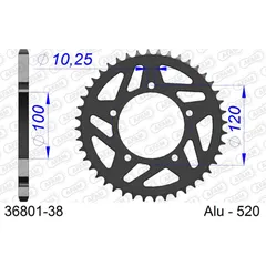 Steel Chain Wheel - Rear Sprocket AFAM 525 - 43t BLACK 3580043