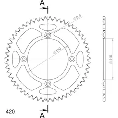 Alu-Rear Sprocket / Chain Wheel Supersprox 420/54t black