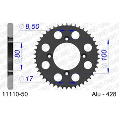 Alu Chain Wheel - Rear Sprocket AFAM 420 - 49t SILVER 11104N49