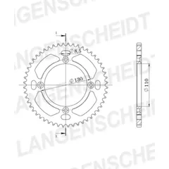 Alu-chain wheel - rear sprocket Esjot 428 - 54t silver