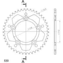 Alu-Rear Sprocket / Chain Wheel Supersprox 530/44t black 11508AK44