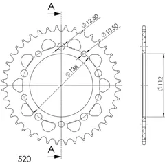 Alu-Rear Sprocket / Chain Wheel Supersprox 520/38t black