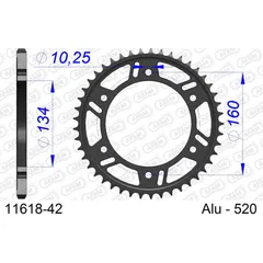 Alu Chain Wheel - Rear Sprocket AFAM 525 - 44t Gun Metal 1161344
