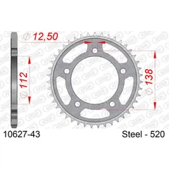 Racing Stahl-Kettenrad AFAM 420 - 43Z Schwarz 10618RLK43