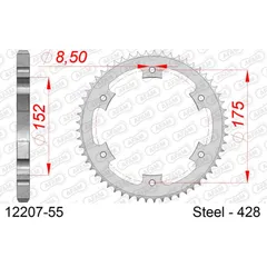 Stahl-Kettenrad AFAM 428 - 36Z Silber 1220036