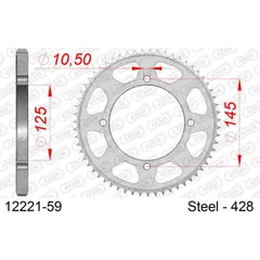 Steel Chain Wheel - Rear Sprocket AFAM 428 - 45t SILVER 1220345